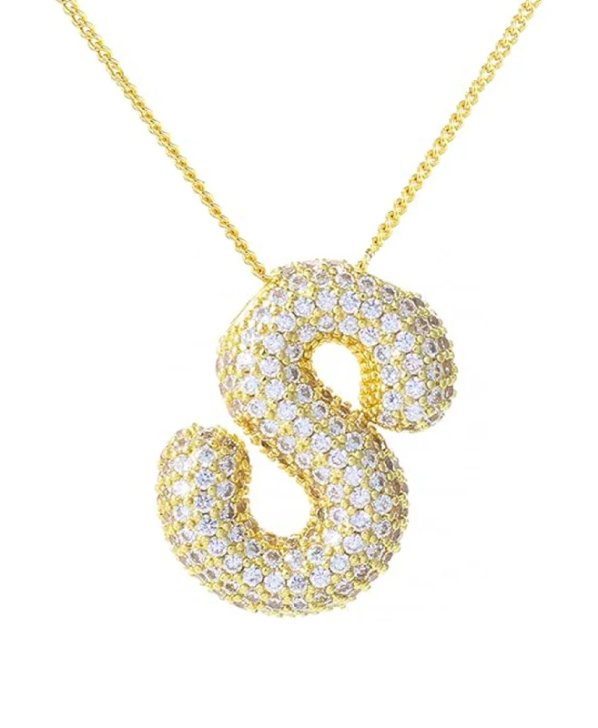 Cubic Zirconia Bubble "S" Necklace