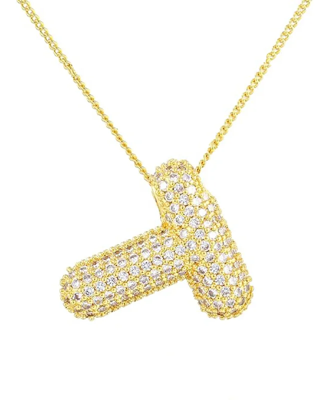 Cubic Zirconia Bubble "T" Necklace