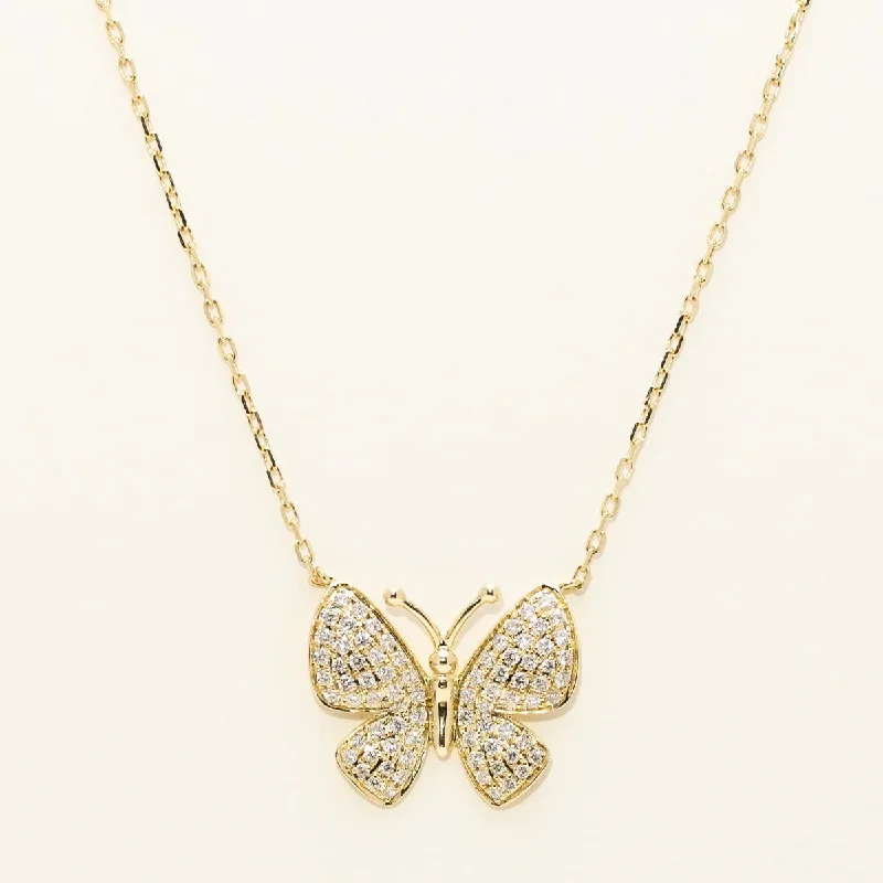 Dabakarov Diamond Butterfly Necklace in 14kt Yellow Gold (1/2ct tw)