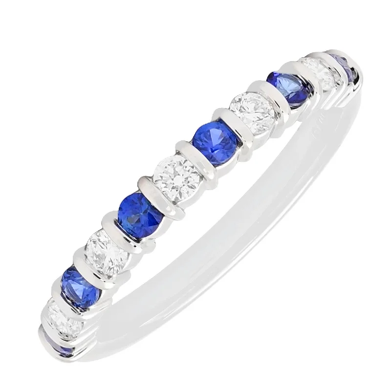 Diamond and Sapphire Bar Set Band in Platinum (1/4ct tw)