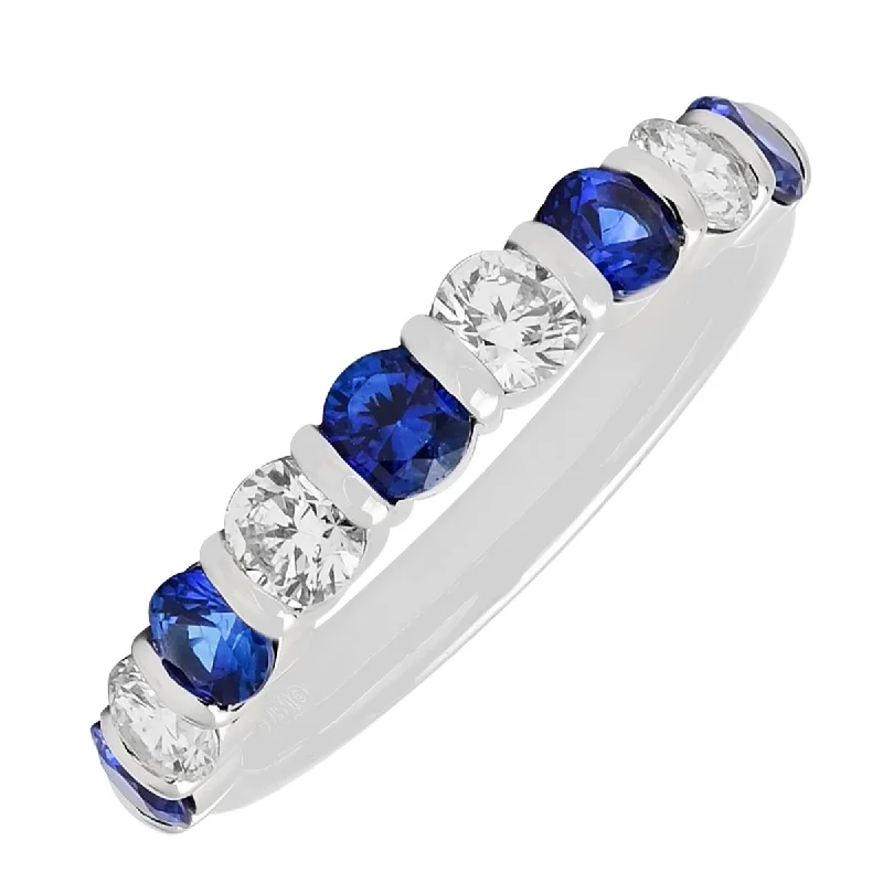 Diamond and Sapphire Bar Set Band in Platinum (5/8ct tw)