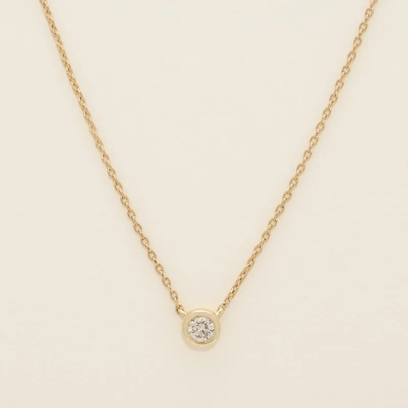 Diamond Solitaire Bezel Necklace in 10kt Yellow Gold (1/10ct tw)