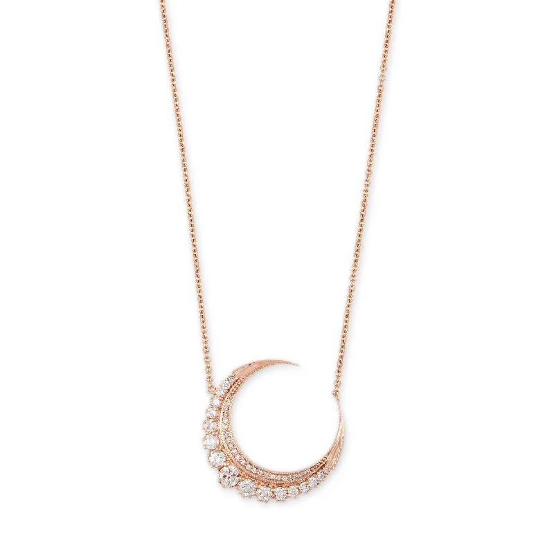 LARGE DIAMOND CRESCENT MOON NECKLACE