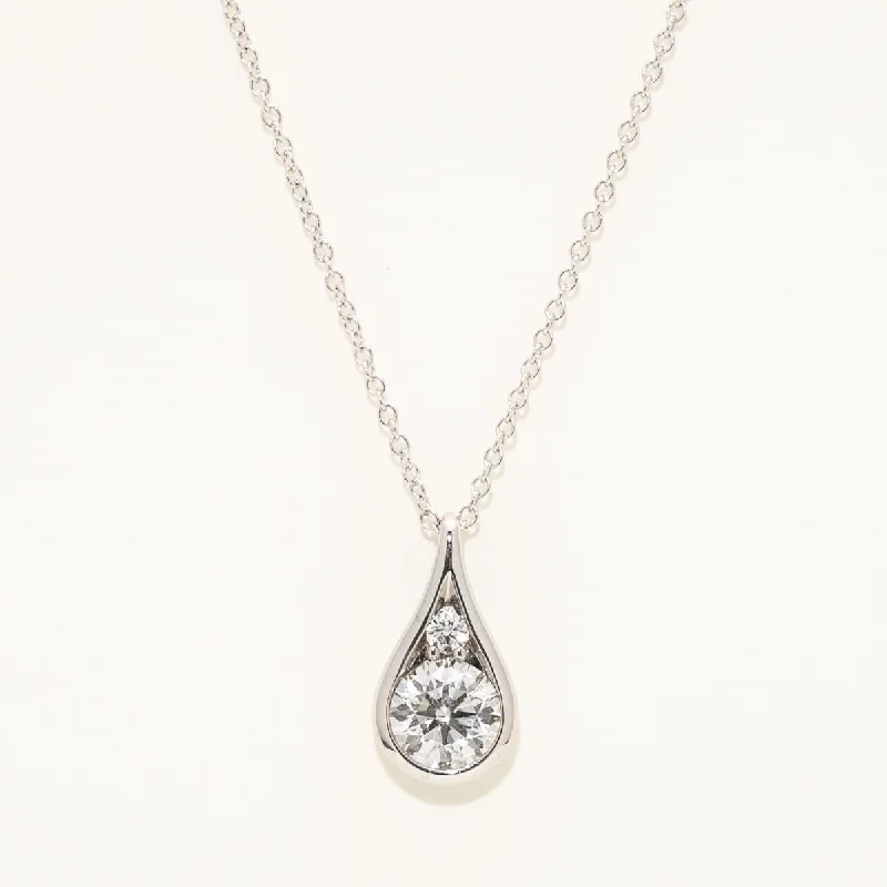 Diamond Drop Necklace in 14kt White Gold (1ct tw)