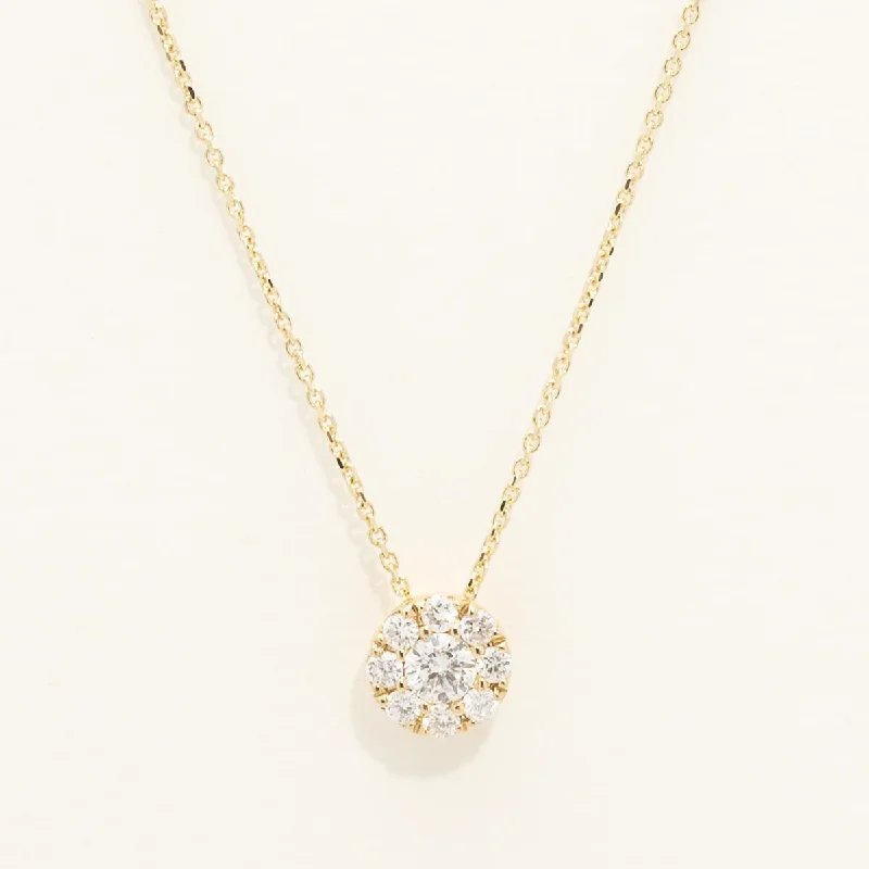 Diamond Halo Necklace in 14kt Yellow Gold (1/5ct tw)