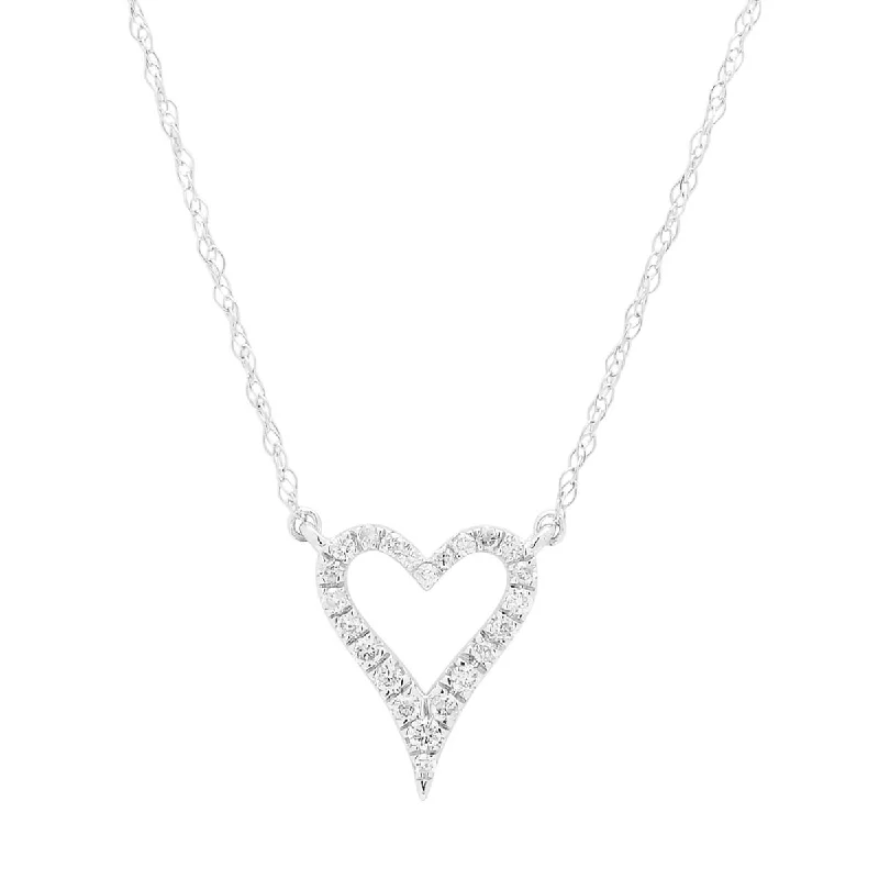 Diamond Heart Necklace in 10kt White Gold (1/10ct tw)