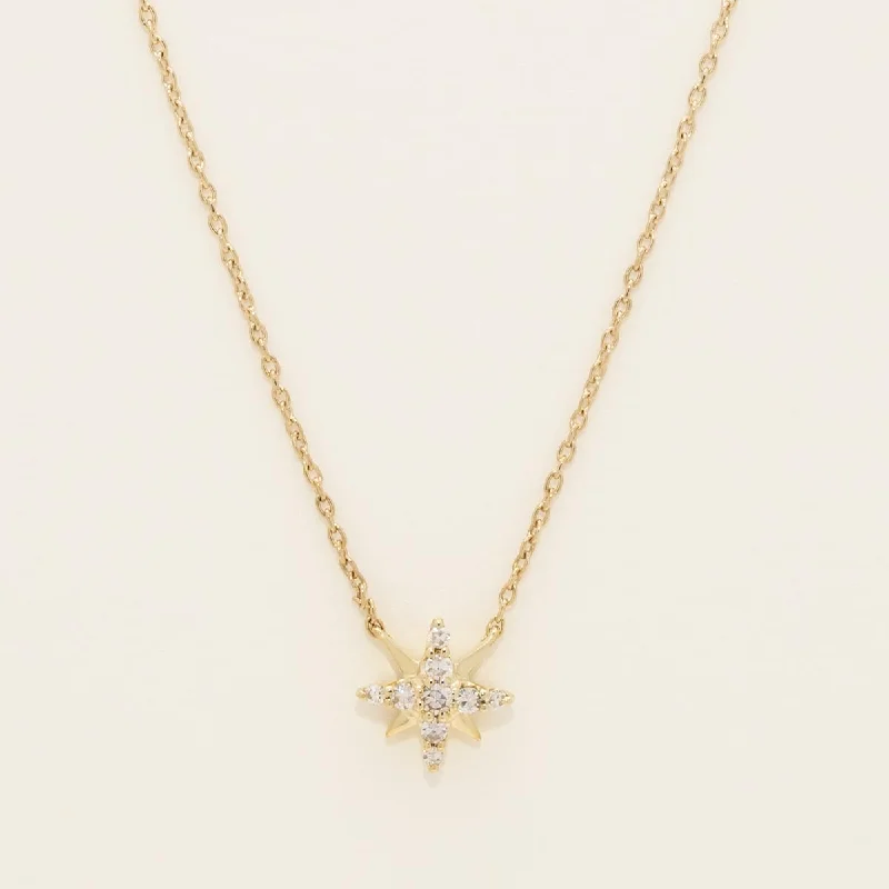 Diamond Star Fashion Necklace in 10kt Yellow Gold (1/10ct tw)