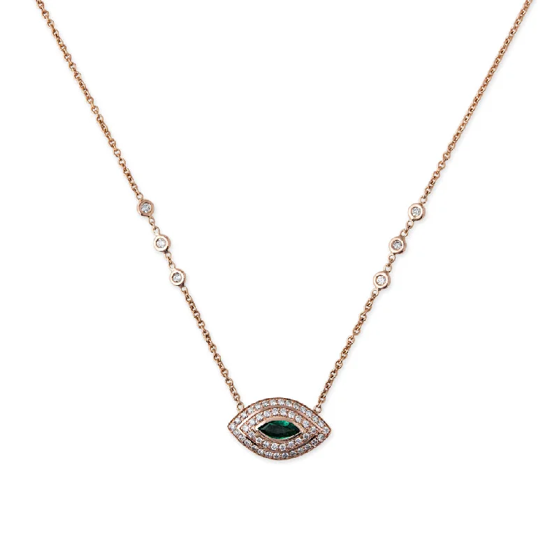 DOUBLE HALO PAVE EMERALD MARQUISE EYE