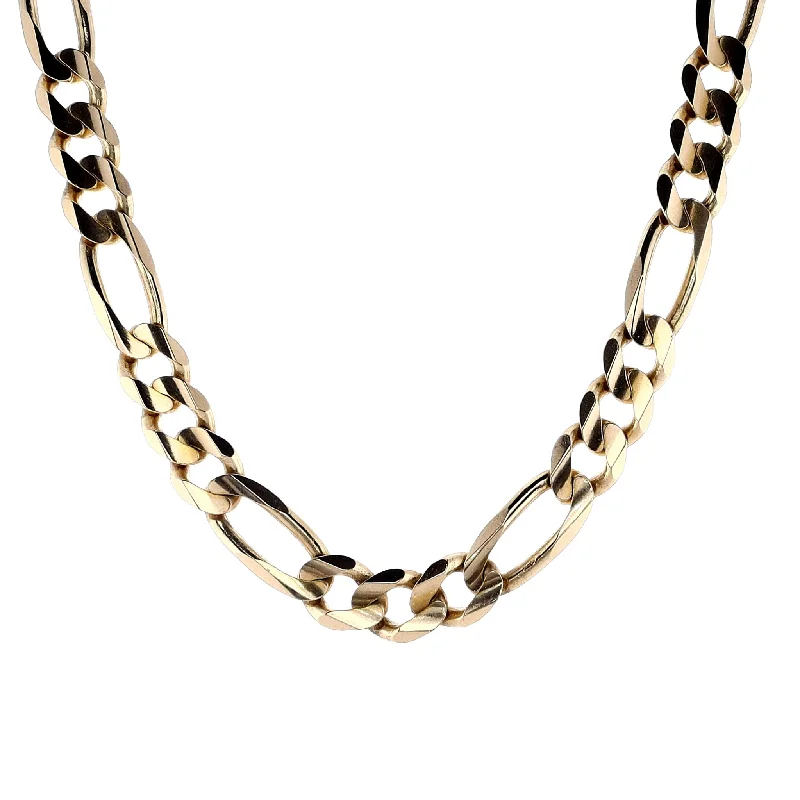 Estate 14k Yellow Gold 10.3mm Wide Figaro Chain Necklace