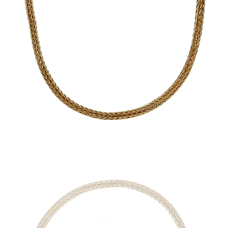 Estate 18k Yellow Gold Rounded Wheat Chain Necklace