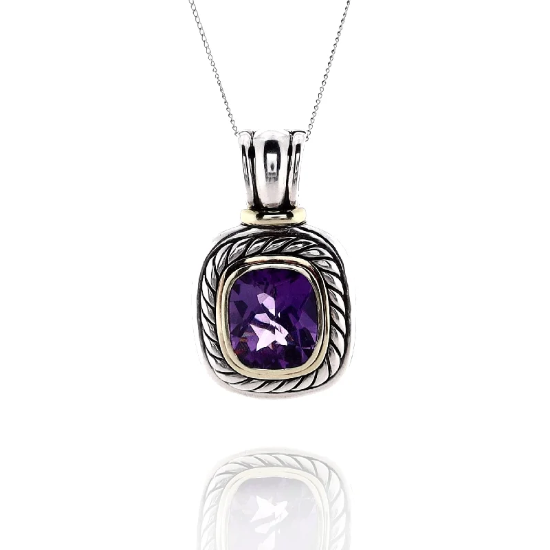 Estate David Yurman Two Tone 16x14mm Amethyst Pendant