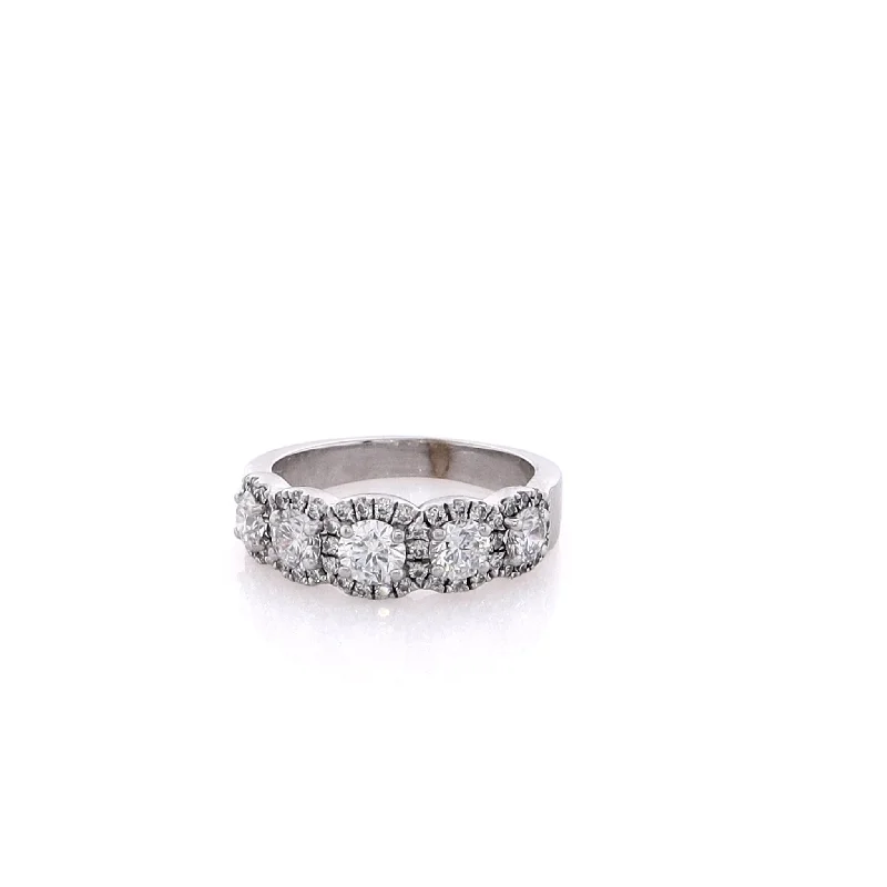 Estate Henri Daussi 14 Karat White Gold Diamond Wedding Band