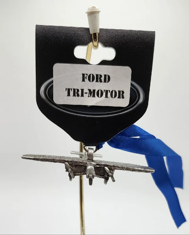 Ford Tri-Motor "Tin Goose" Airplane Pewter Ribbon Ornament