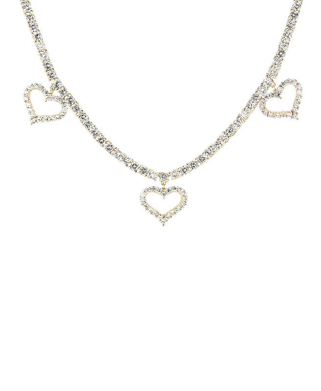 Hearts Tennis Necklace w/ Cubic Zirconia