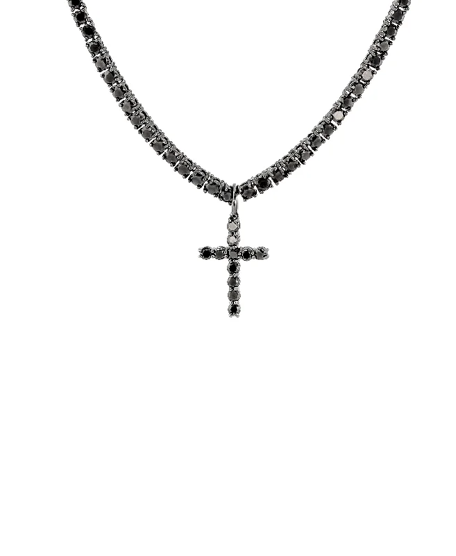 Men's Cross Tennis Necklace w/ Cubic Zirconia