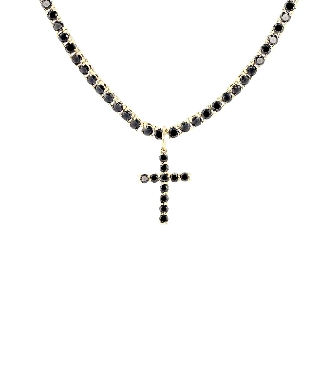 Men's Cross Tennis Necklace w/ Cubic Zirconia