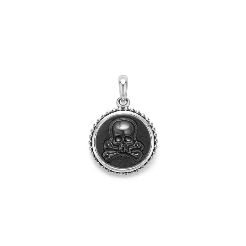 Lagos Anthem Small Onyx Skull Crossbone Amulet