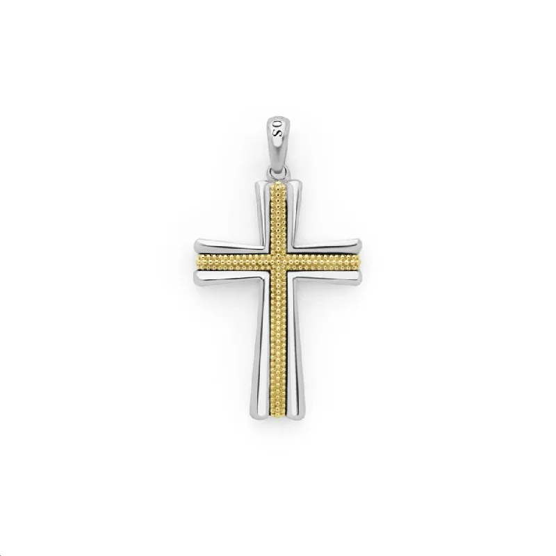 Lagos Anthem Two-Tone Caviar Beaded Cross Amulet