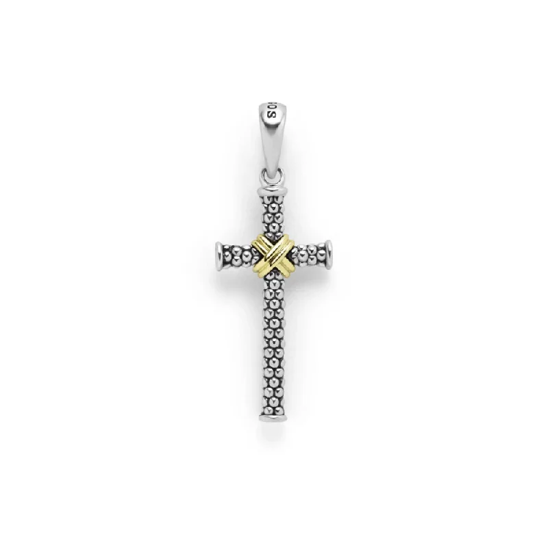 Lagos Anthem Two-Tone Caviar Beaded X Cross Amulet