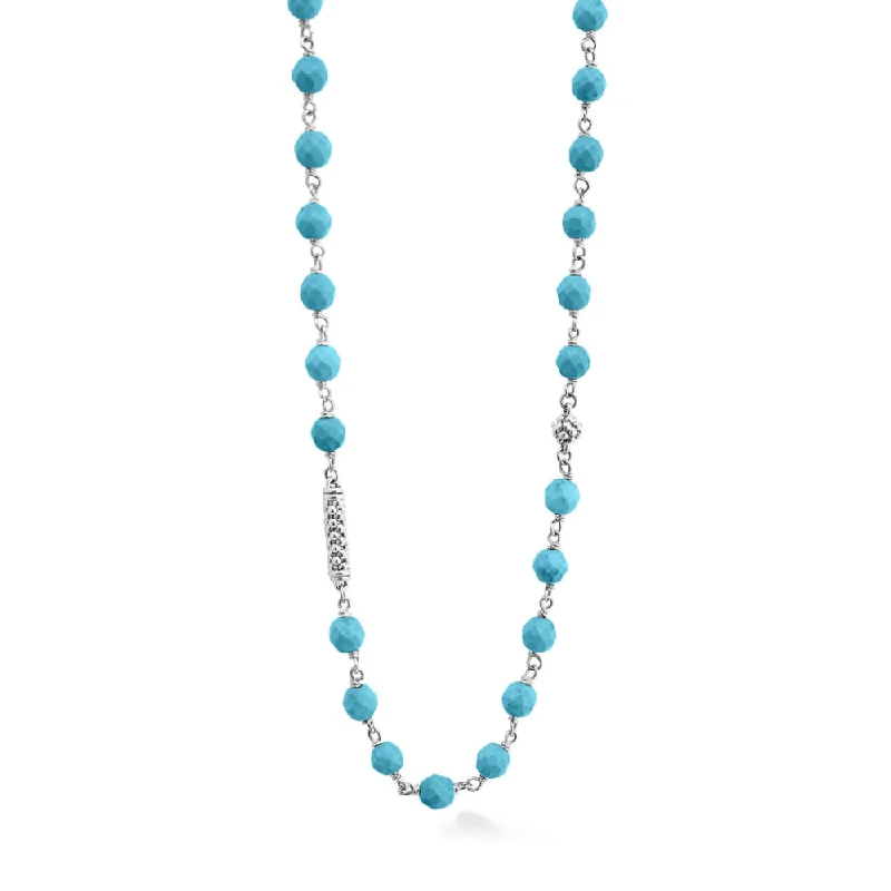 Lagos Caviar Icon Long Turquoise Beaded Necklace