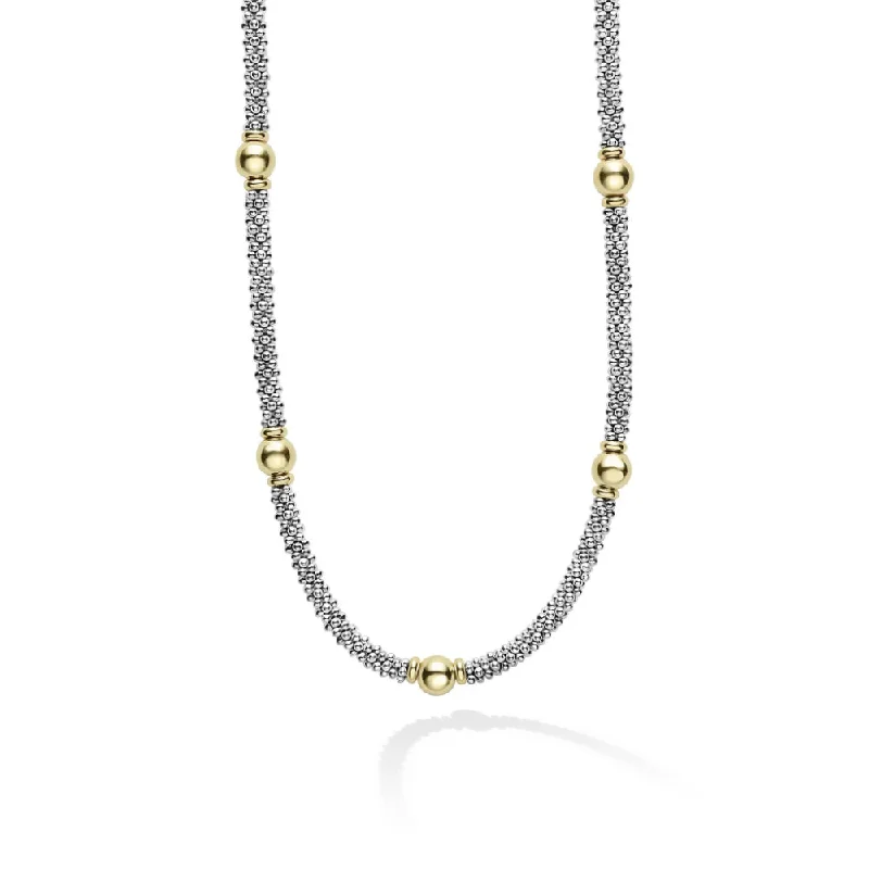 Lagos Signature Caviar 18k Gold Station Necklace