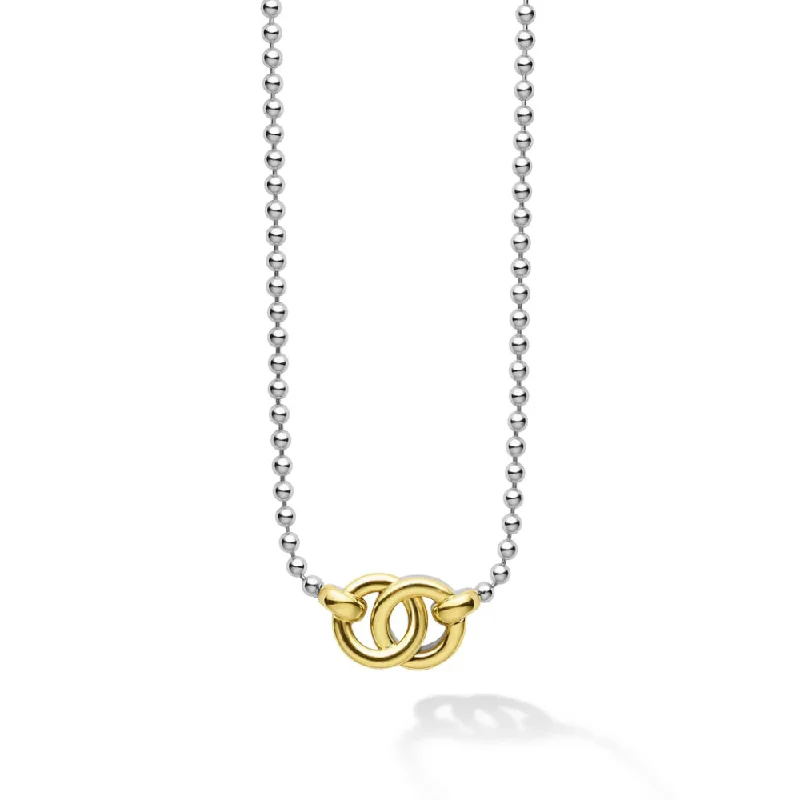 Lagos Signature Caviar Two-Tone Interlocking Pendant Necklace