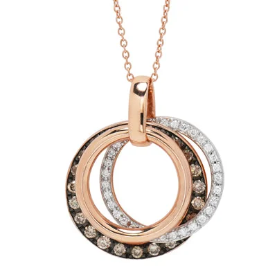 Le Vian Chocolate and Vanilla Diamond Necklace in 14kt Strawberry Gold (3/4ct tw)