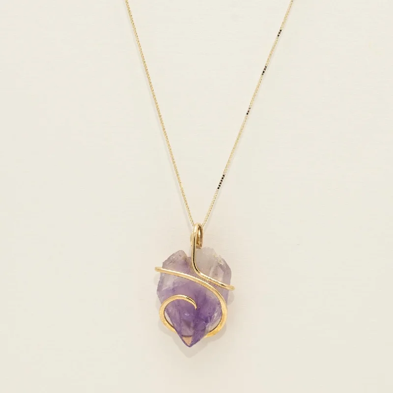 Maine Amethyst Necklace in 14kt Yellow Gold