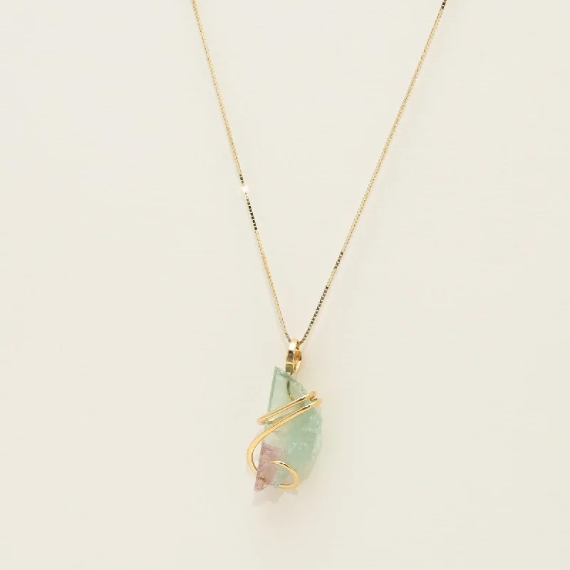 Maine Bicolor Tourmaline Necklace in 14kt Yellow Gold