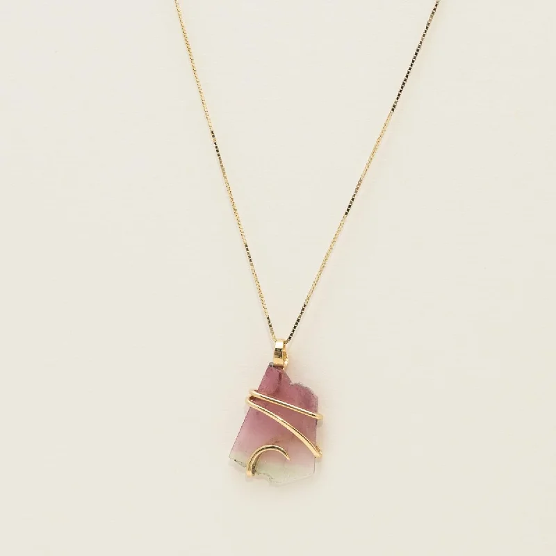 Maine Bicolor Tourmaline Necklace in 14kt Yellow Gold