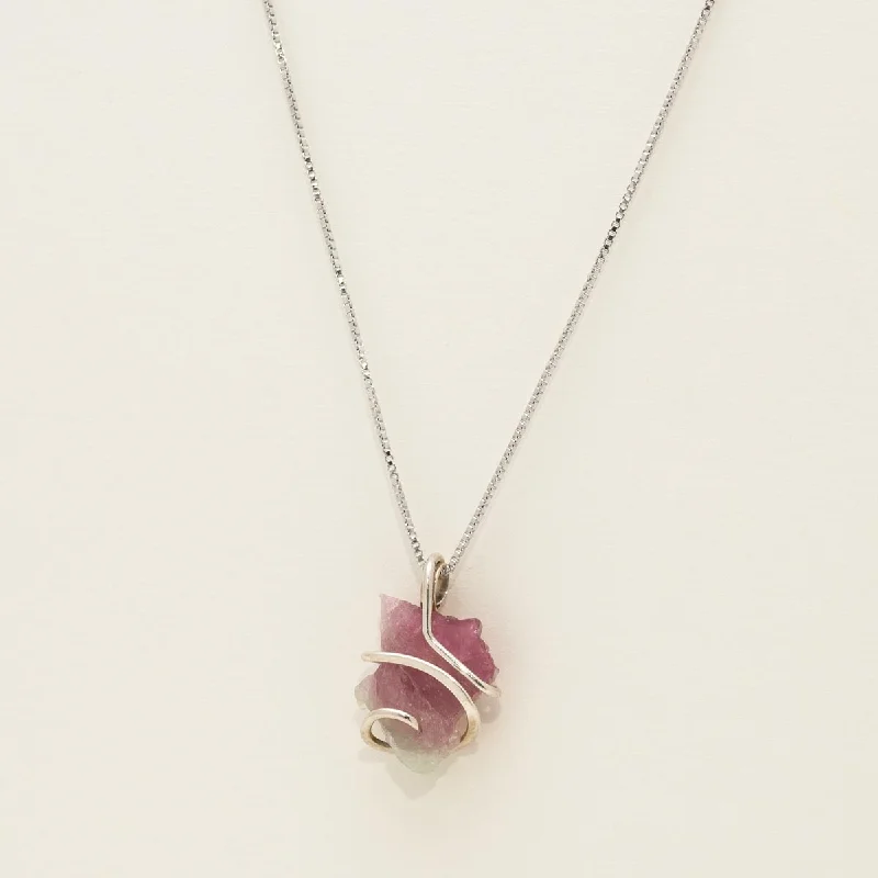 Maine Bicolor Tourmaline Necklace in Sterling Silver