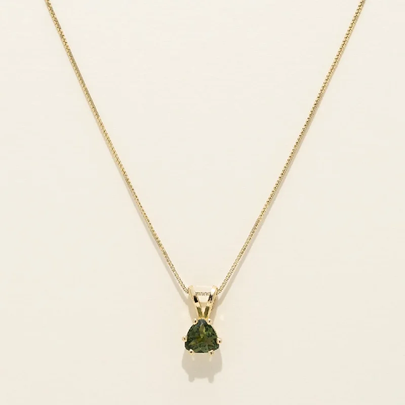 Maine Green Tourmaline Necklace in 14kt Yellow Gold