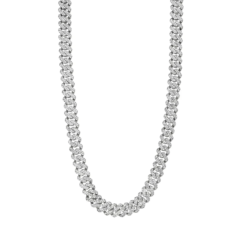 Men's 22" 10mm Cuban Edge Chain with CZ silver