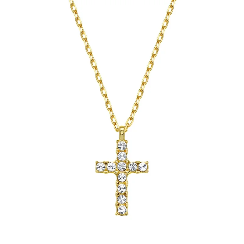 Men's 22" CZ Cross Necklace gold