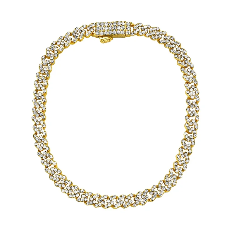 Men's 5mm Cuban Edge Chain with CZ gold