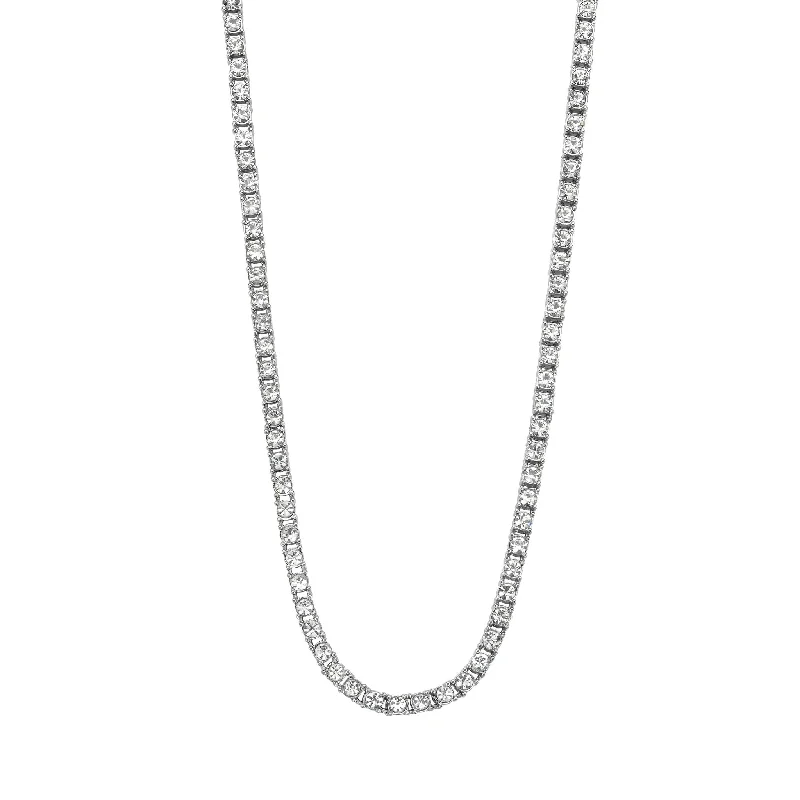 Men's CZ Tennis Necklace silver