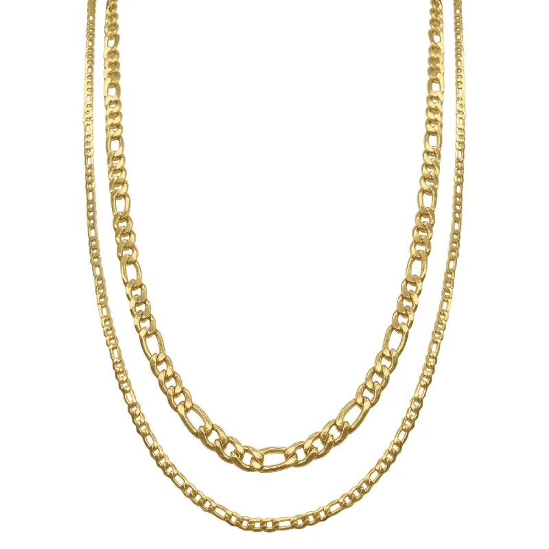 Men's Water Resistant Figaro Chain Set gold