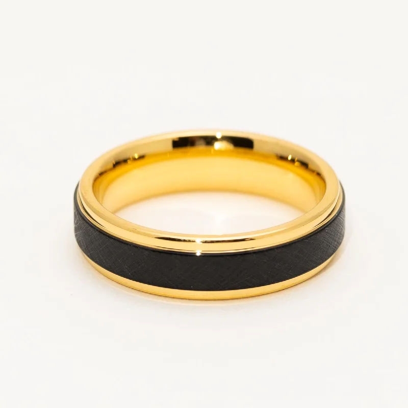 Mens Wedding Band in Yellow Tungsten (6mm)