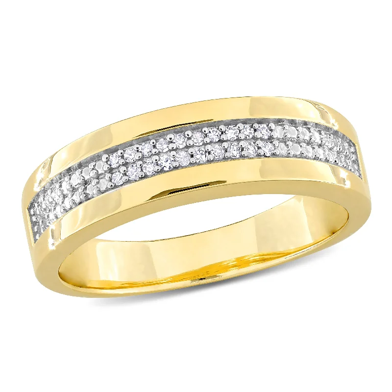 Mimi & Max 1/10ct TDW Diamond Men's Double Row Anniversary Band in Yellow Plated Sterling Silver