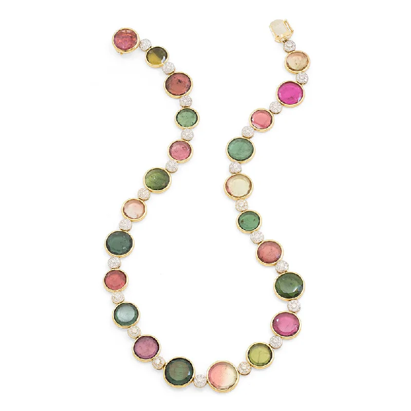 Multi-colored Tourmaline & Diamond Necklace