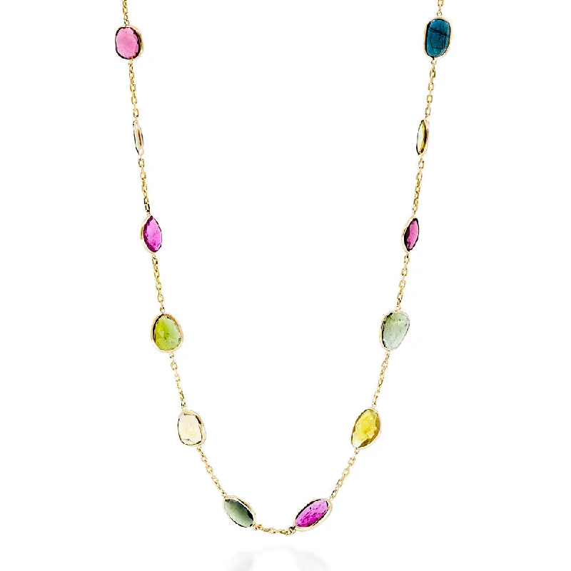 Multi-colored Tourmaline on a Chain Necklace