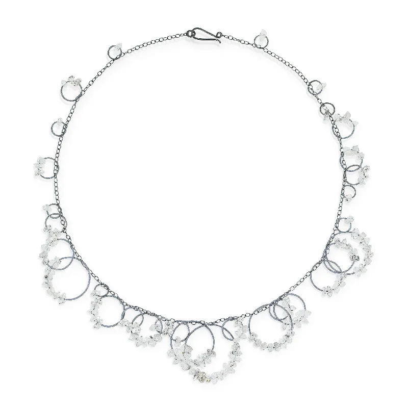 Medium Circle Bunches Necklace with Herkimer Quartz