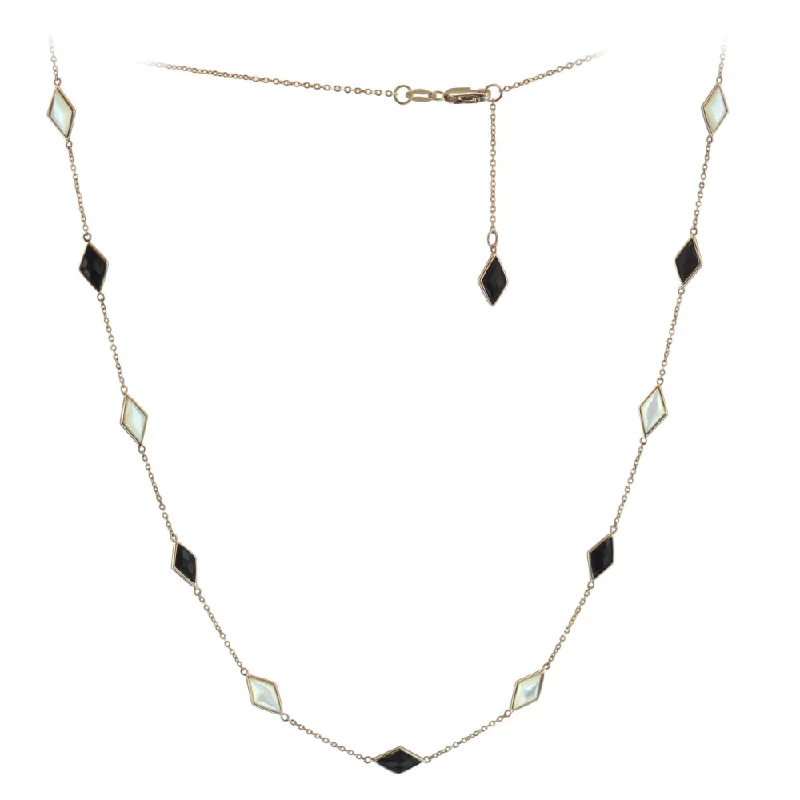 Olivia B. 14k Gold Onyx & Mother of Pearl Necklace