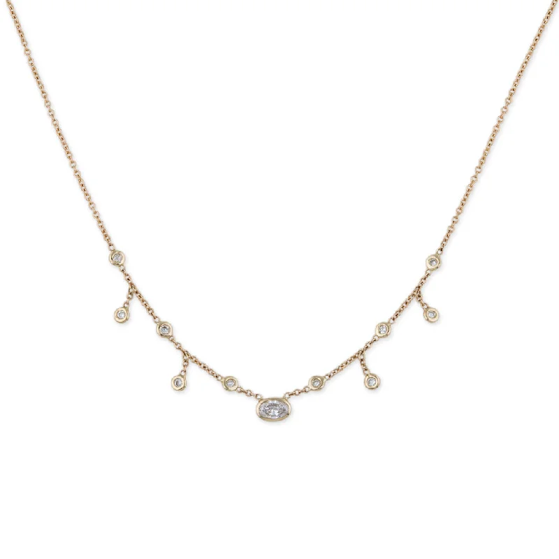 OVAL DIAMOND CENTER HALF SHAKER NECKLACE