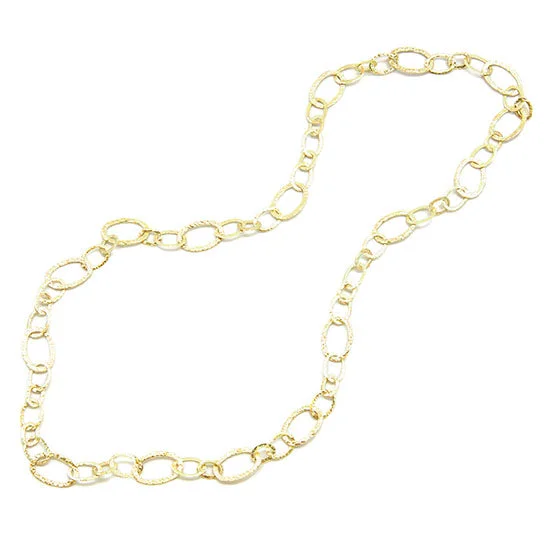 Oval Hammered Gold Links Chain