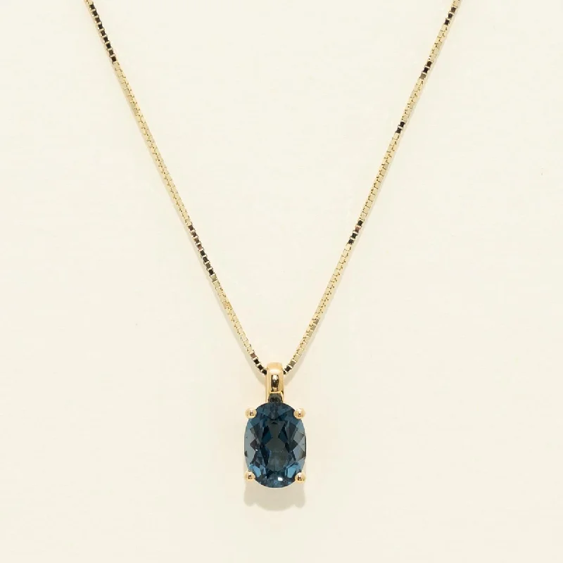 Oval London Blue Topaz Necklace in 14kt Yellow Gold