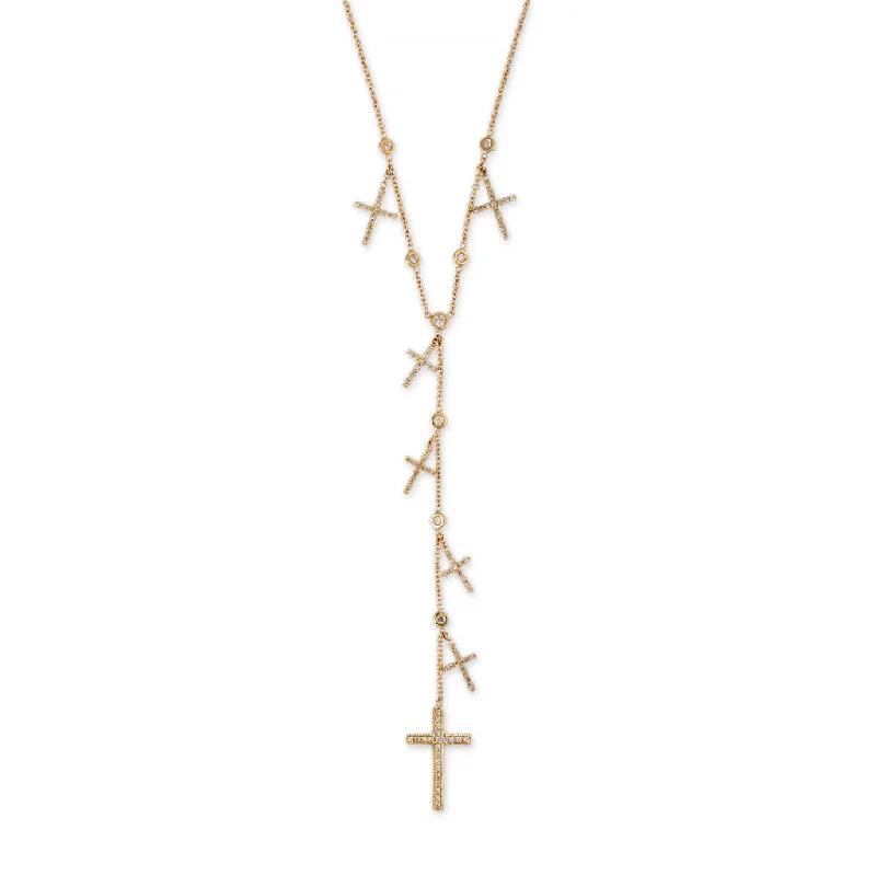 PAVE CROSS SHAKER Y NECKLACE