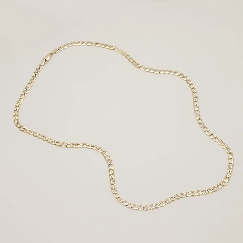 Pave Curb Chain in 10kt Yellow Gold