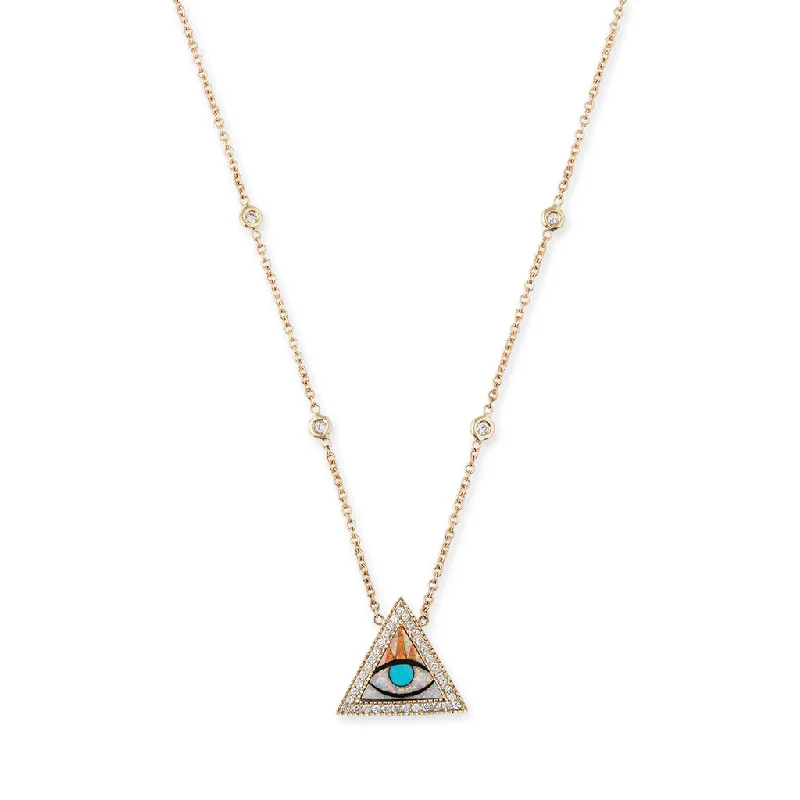 PAVE EYE TRIANGLE INLAY NECKLACE