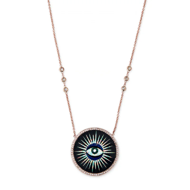 PAVE ONYX INLAY EYE NECKLACE